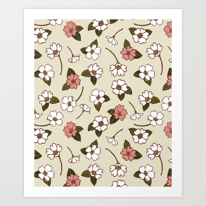 Spring Garden Dlicate Blooms - Neutral Art Print