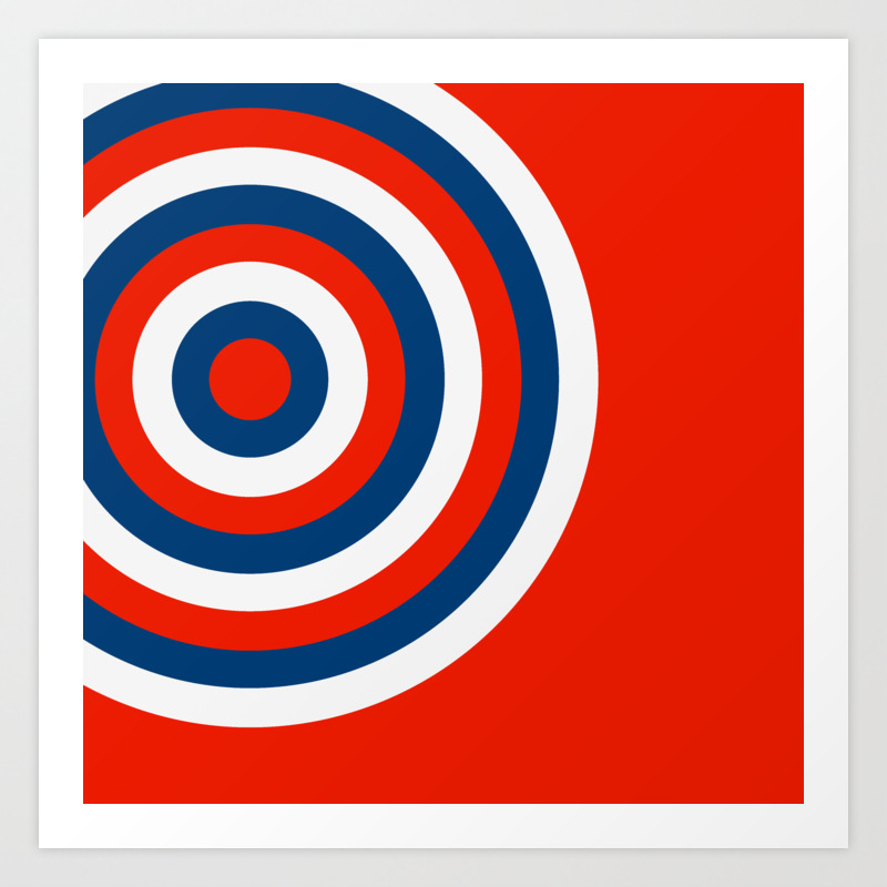 Retro Circles Pop Art Red White Blue Art Print By Denidesigns Society6