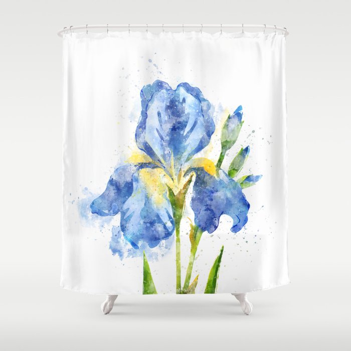 Blue Flower Iris #society6 #decor #buyart Shower Curtain