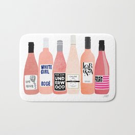 Rose Wine Bottles Bath Mat | Curated, Celebrate, Wine, Bubbly, Sorority, Illustration, Lindseykayco, Barart, Rose, Winebottles 
