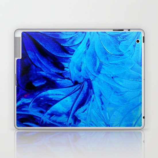 PETAL PINWHEELS - Deep Indigo Blue Royal Blue Turquoise Floral Pattern Swirls Ocean Water Flowers Laptop & iPad Skin