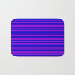[ Thumbnail: Dark Violet and Blue Colored Lines Pattern Bath Mat ]