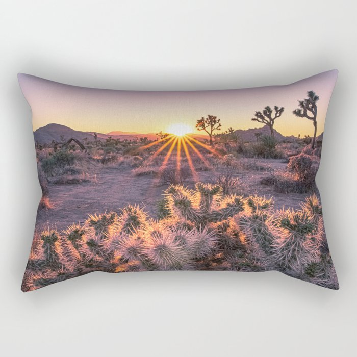 Joshua Tree Cholla Cactus Sunset Rectangular Pillow
