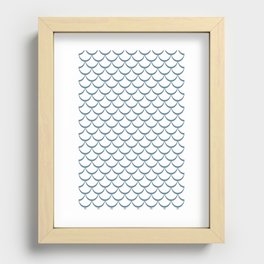 Blue Grey and White Mermaid Scales Recessed Framed Print