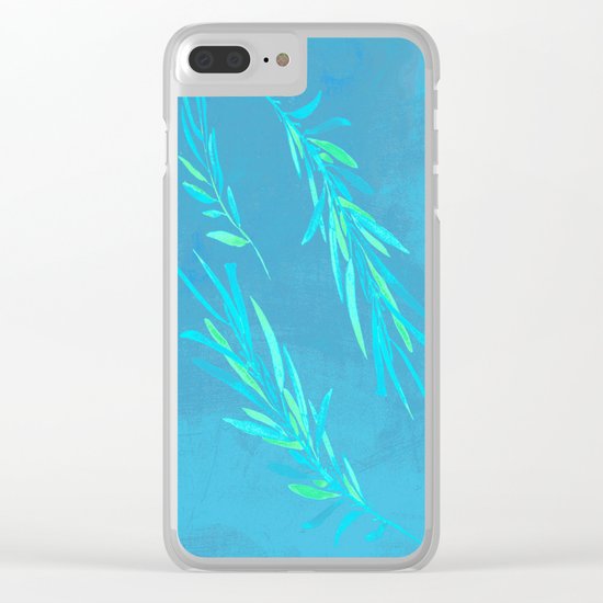 Eucalyptus leaves blue Clear iPhone Case