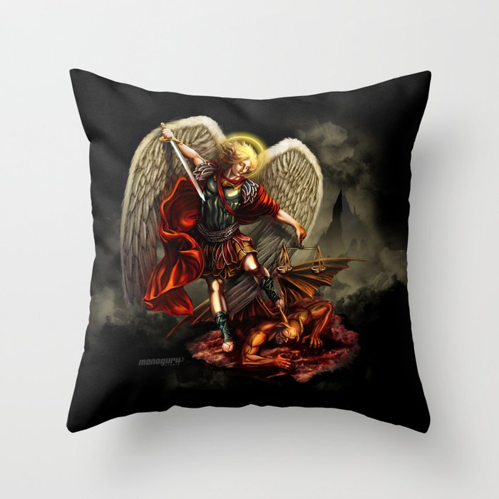 Saint Michael Archangel against the Devil Throw Pillow