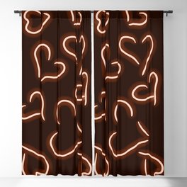 Neon Hearts Red Blackout Curtain