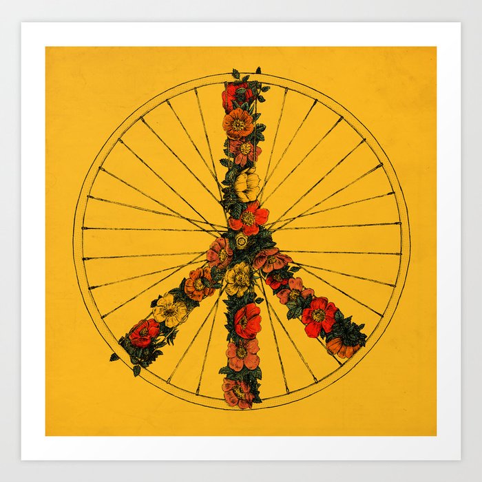 Peace & Bike (Colors) Art Print