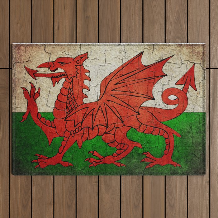 Vintage Wales flag Outdoor Rug