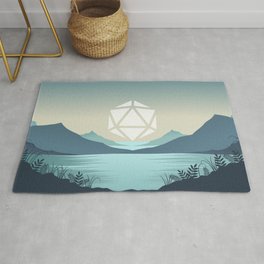 Sunrise Between Mountains Lake D20 Dice Sun Tabletop RPG Landscape Area & Throw Rug