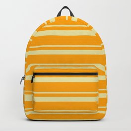 [ Thumbnail: Pale Goldenrod and Orange Colored Lines/Stripes Pattern Backpack ]