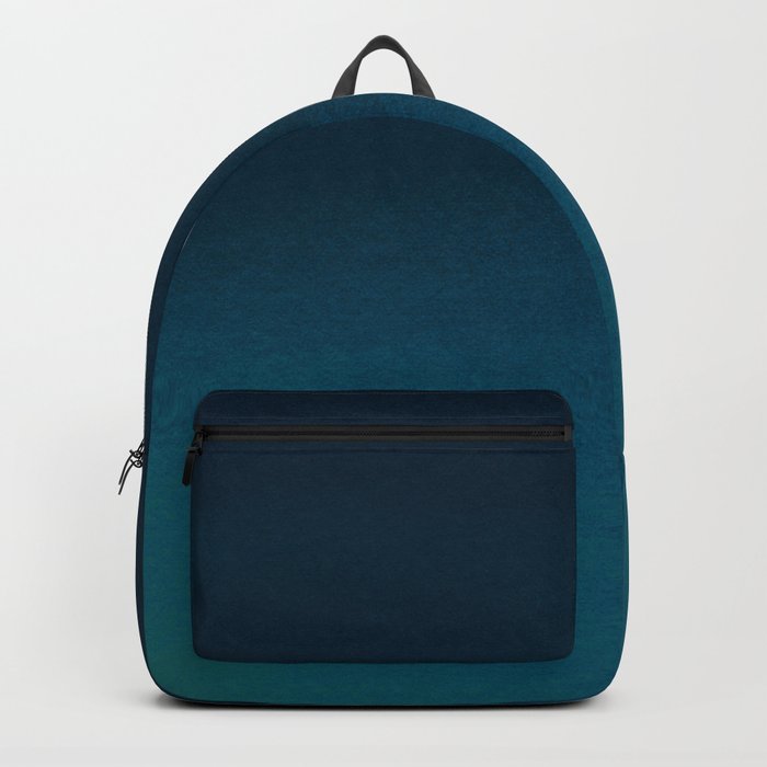 Navy blue teal hand painted watercolor paint ombre Backpack