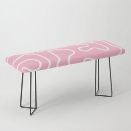 Squiggle Maze Minimalist Abstract Pattern in Bubblegum Pink Bench