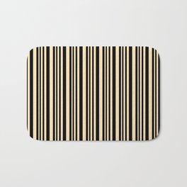 [ Thumbnail: Black & Beige Colored Pattern of Stripes Bath Mat ]