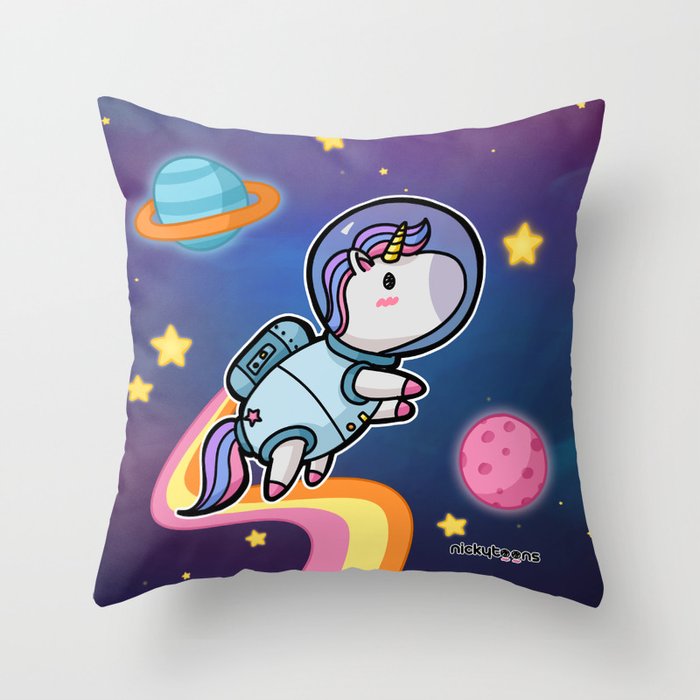 Space Unicorn NickyToons Throw Pillow
