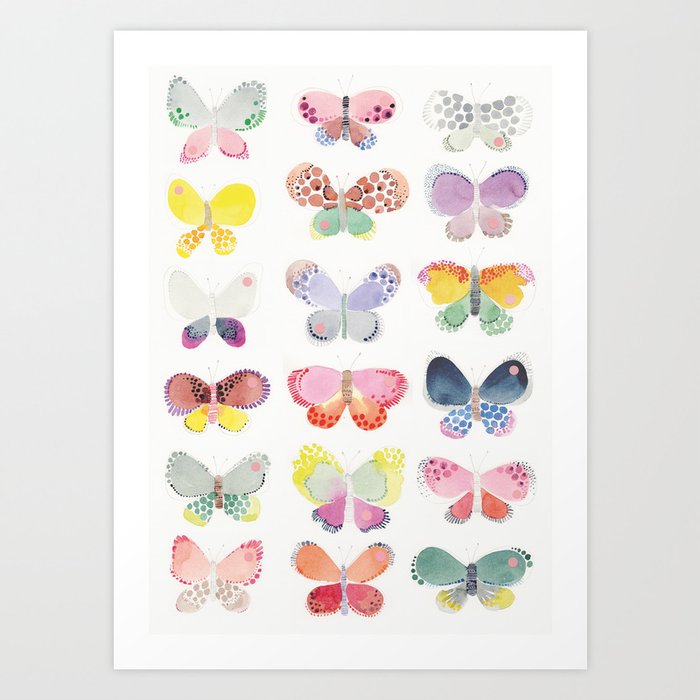 Painted butterflies Art Print by Joëlle Wehkamp | Society6