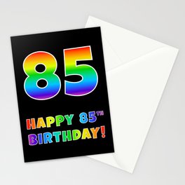 [ Thumbnail: HAPPY 85TH BIRTHDAY - Multicolored Rainbow Spectrum Gradient Stationery Cards ]