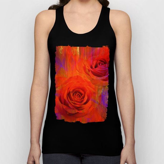 On fire with Roses Unisex Tank Top