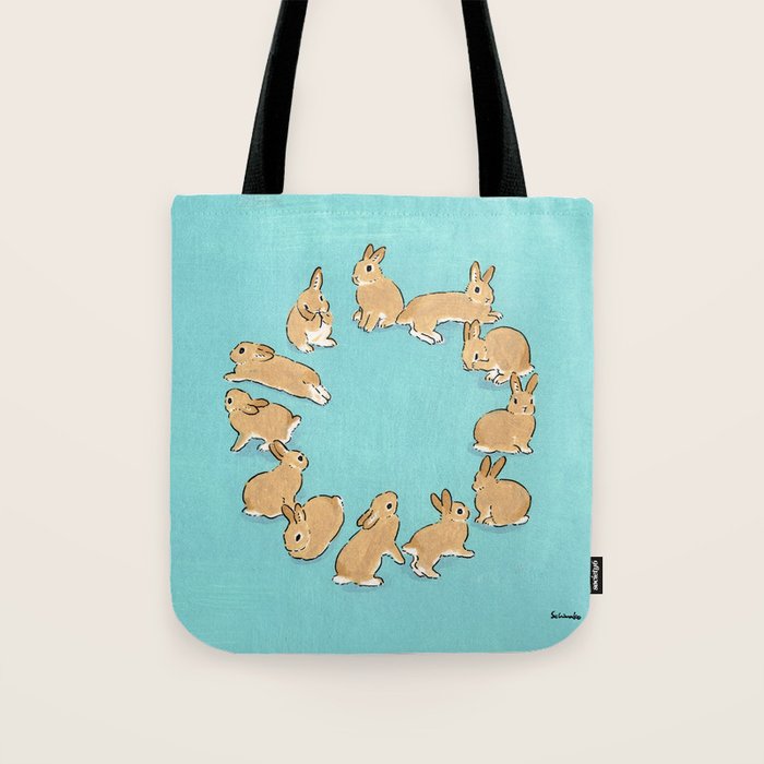 12 rabbits Tote Bag by SCHINAKO MORIYAMA Society6