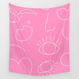 Abstract Woman face Pink Cute Wall Tapestry