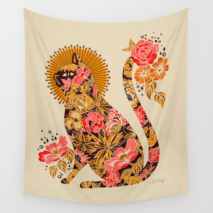 Porcelain Cat – 70s Palette Wall Tapestry