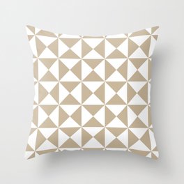 Geometric Bow Tie Triangle Pattern (tan/white) Throw Pillow