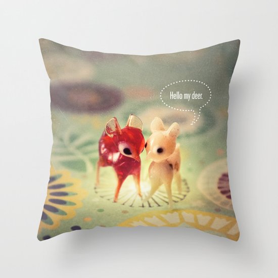 hello my deer Throw Pillow