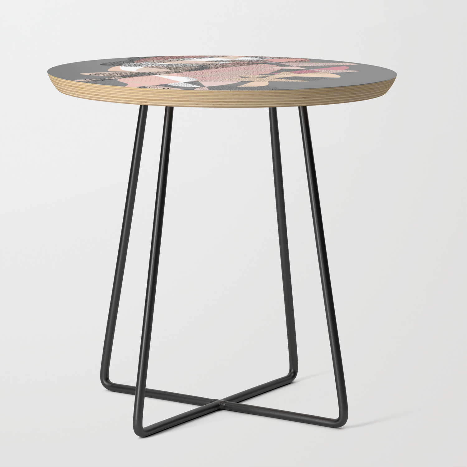 Abstract Contemporary Gray Skintones Digital Painting Side Table