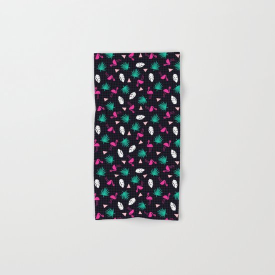 The Dillio - palm springs memphis throwback grid pattern flamingo tropical chilled vibes Hand & Bath Towel