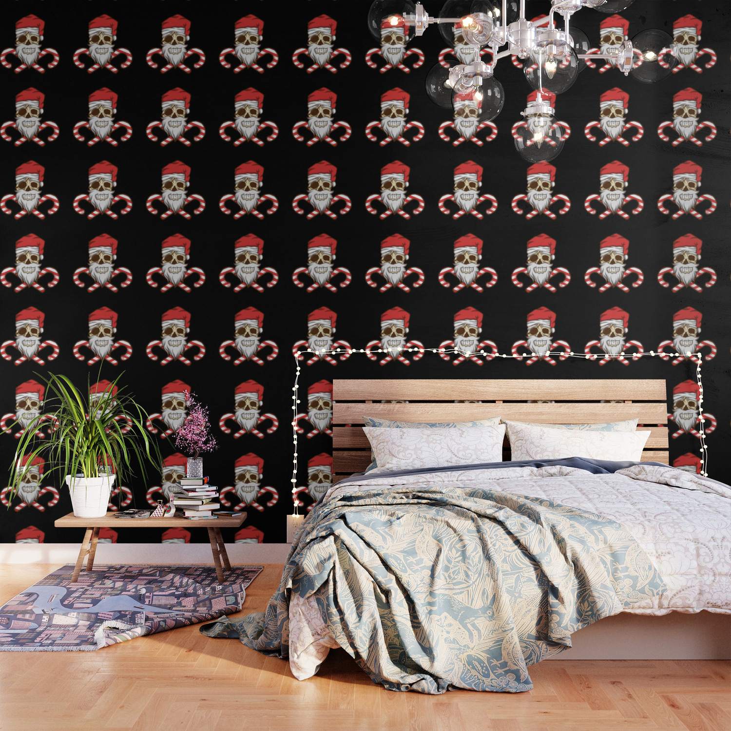 Pirate Christmas Jolly Roger Santa Hat Skull Wallpaper By Shirtbubble Society6