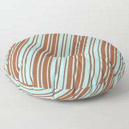 [ Thumbnail: Sienna and Turquoise Colored Lines Pattern Floor Pillow ]