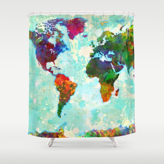 World Map 1 Shower Curtain By Gary Grayson