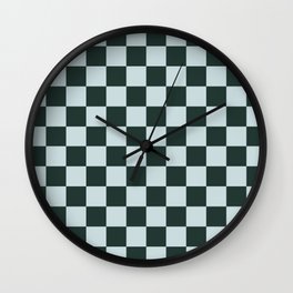 Checker Pattern in Pine Grove Blue + Wan Blue Colors (xii 2021) Wall Clock