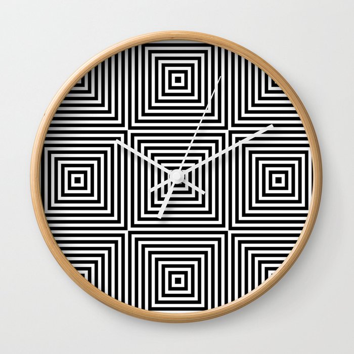 Square Optical Illusion Black And White Wall Clock