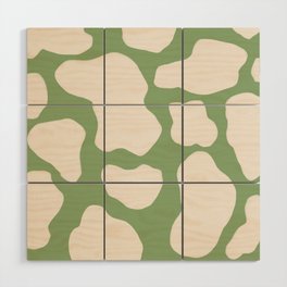 Retro 70s 60s Sage Green Cow Spots Wood Wall Art