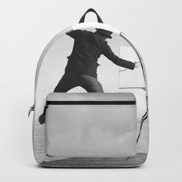 surreal black and white art painter drawing on a canvas Backpack