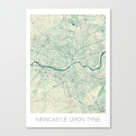 Newcastle upon Tyne Blue Vintage Canvas Print