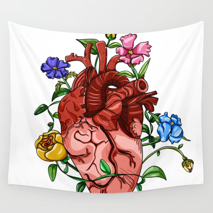 An Overgrown Floral Heart Wall Tapestry