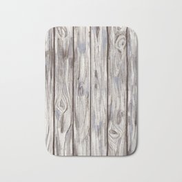 Porch Wood Bath Mat | Blue, Faded, Digital, Peeling, Woodgrain, Nature, Grey, Pattern, Illustration, White 
