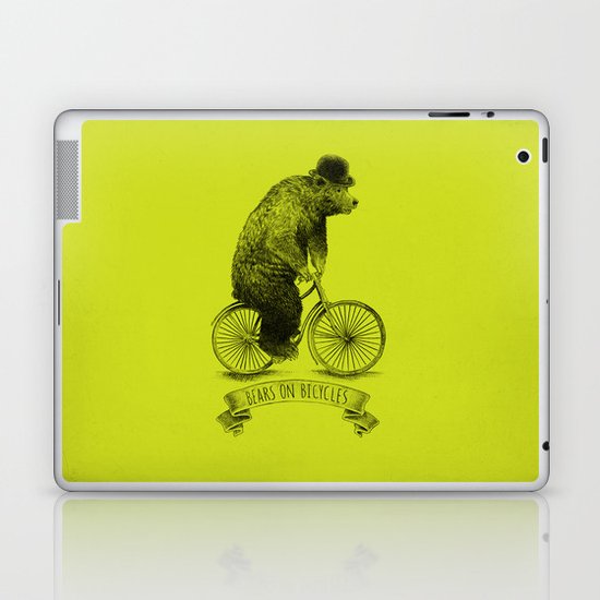 Bears on Bicycles (Lime) Laptop & iPad Skin