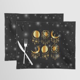 Mystic moon Decorative dream catchers in gold Placemat