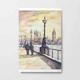 Big Ben (clock of Elizabeth Tower) Houses of Parliament silhouetted on River Thames- London Metal Print | Londonphotograph, Yellowpainting, Sunriselondon, Riverthames, Homedecoruk, Painting, Londonart, Bigben, Artworklondon, Peoplelondon 