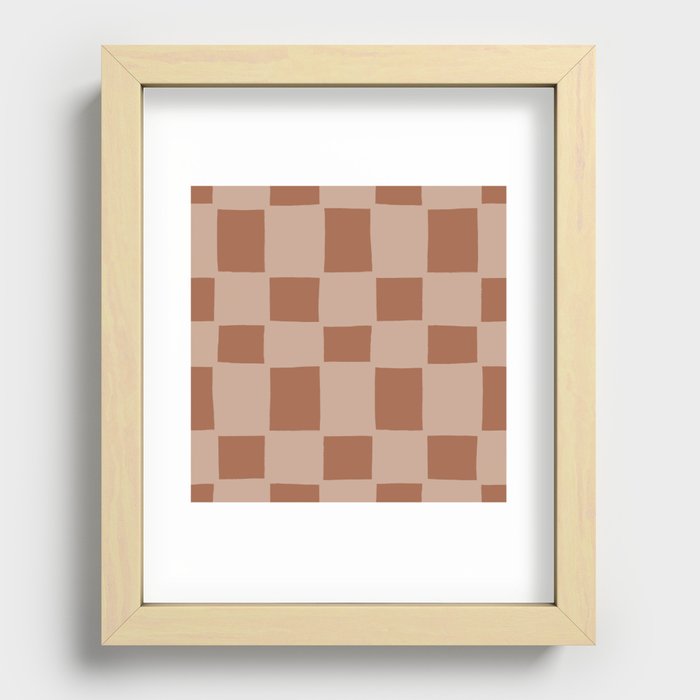 Tipsy checker in terracotta Recessed Framed Print