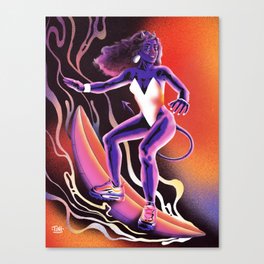 Hell of a surfergirl Canvas Print