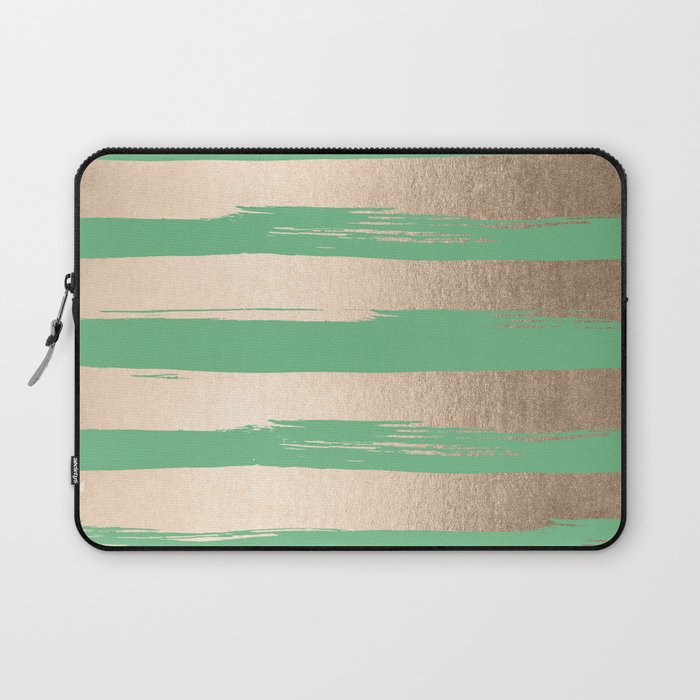 Painted Stripes Gold Tropical Green Laptop Sleeve