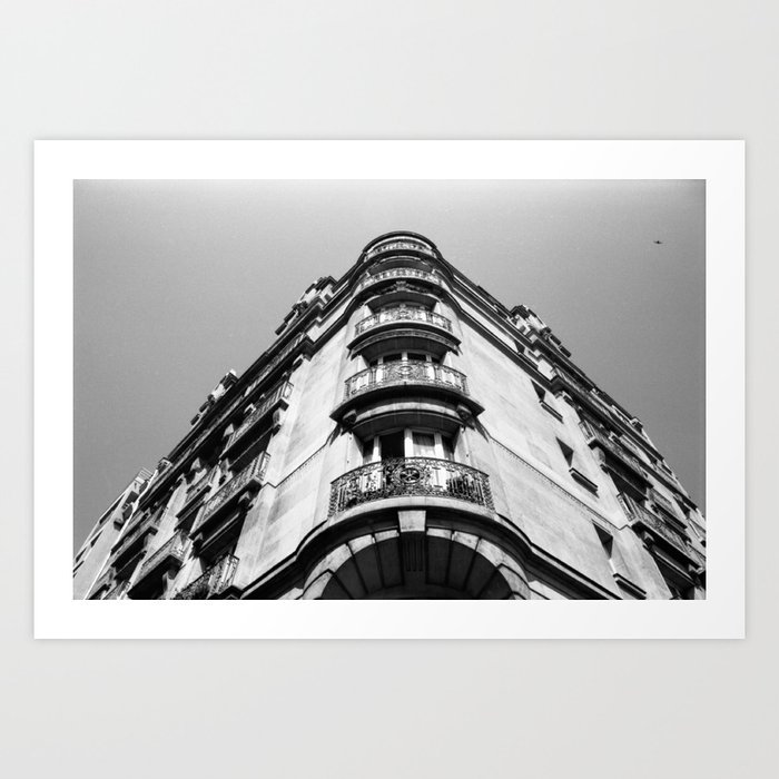 The Buildings of Paris, France - 35 mm Black and White Film Photograph  Art Print