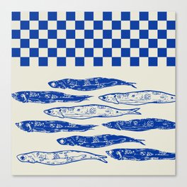 Nordic Sardines Checkered Canvas Print