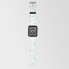 Turquoise Doodle Kitten Faces Pattern Apple Watch Band