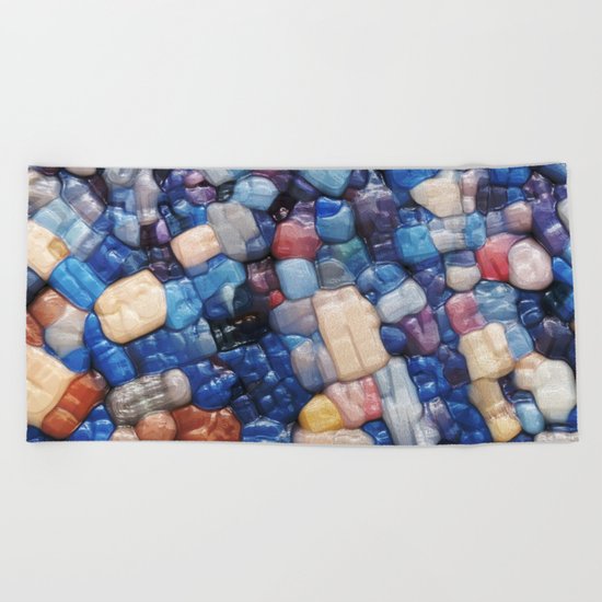 Alphanumeric Typeface Abstract Beach Towel