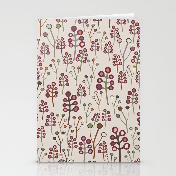 Beautiful abstract winter berry branches pattern Stationery Cards